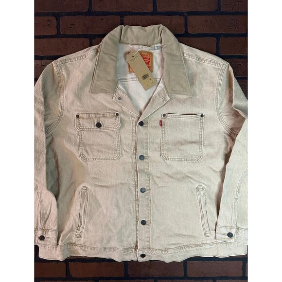 Levi's Beige Denim Jacket with Corduroy Collar - Picture 1 of 8